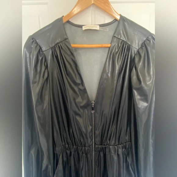 Women’s Ramy Brook long sleeve faux leather jumpsuit with pockets size small - Picture 2 of 9